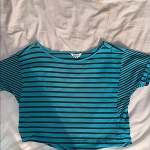 Energie- Blue Striped Crop Top, Loose Fit